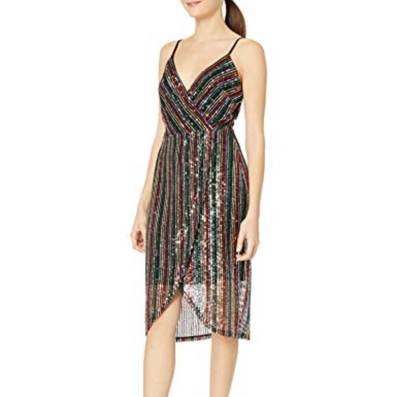 Betsey Johnson Multicolored-Sequin Stripe Midi Dress 6 - Picture 1 of 16
